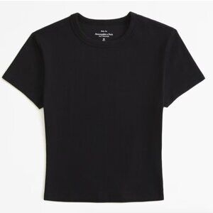 Abercrombie and Fitch, Essential Rib Baby Tee, Size L Large, Black